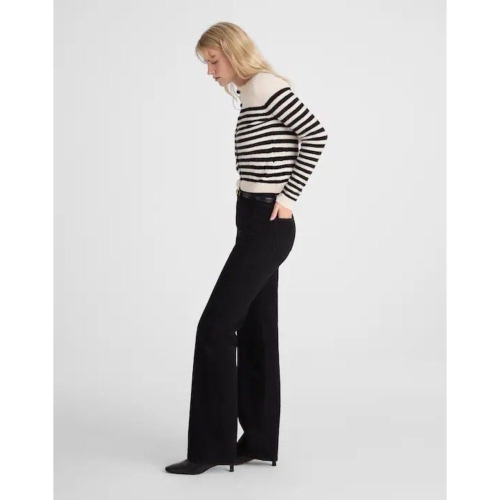 Madewell The Cleo Straight Jean Black High Rise Patch Pocket Jeans 30 NWOT $148 - Picture 2 of 12